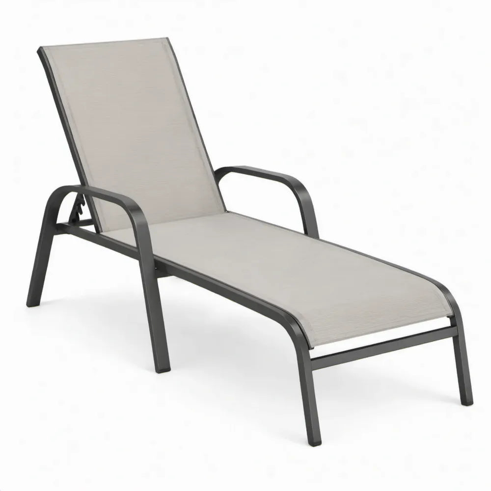 Ligbed met verstelbare rugleuning en armleuningen 195 x 65 x 95 cm Grijs/Antraciet