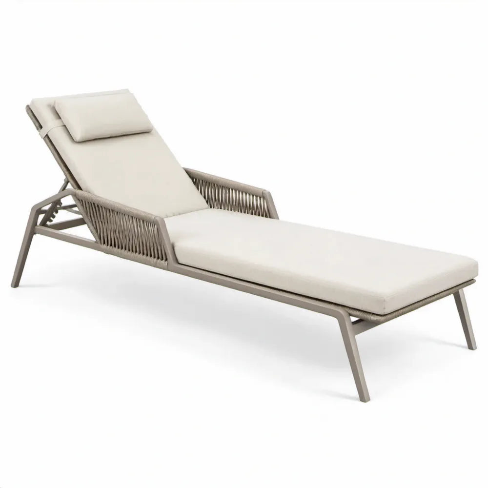 Verstelbare ligstoel met armleuningen en kussens 200 x 70 x 35 cm Beige/Taupe