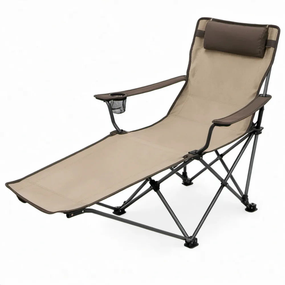Verstelbare inklapbare ligstoel 165 x 65 x 110 cm beige, bruin en zwart