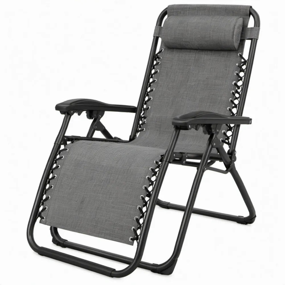 Verstelbare zero-gravity ligstoel in grijs en zwart, 165 x 65 x 112 cm